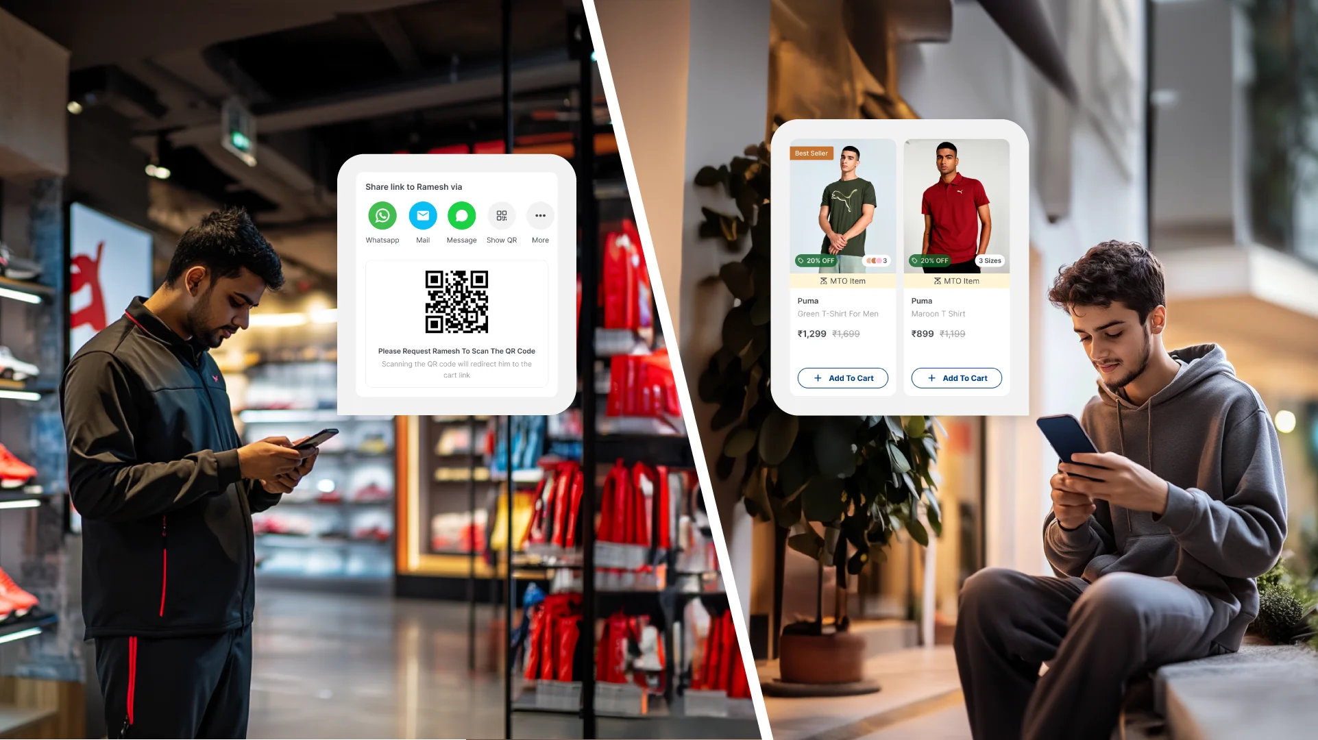 Photo describing a store associate using Skyber Store OS to sell products remotely