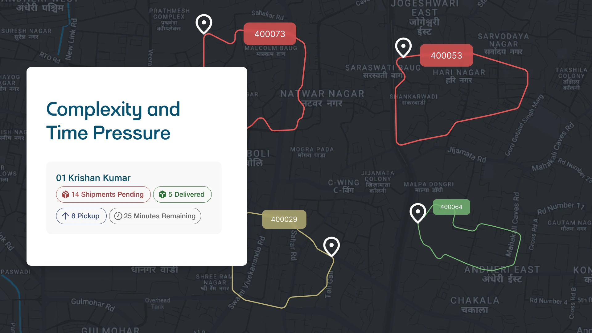 Skyber transport management system interface showing a map with serviceable and non-serviceable pincodes 